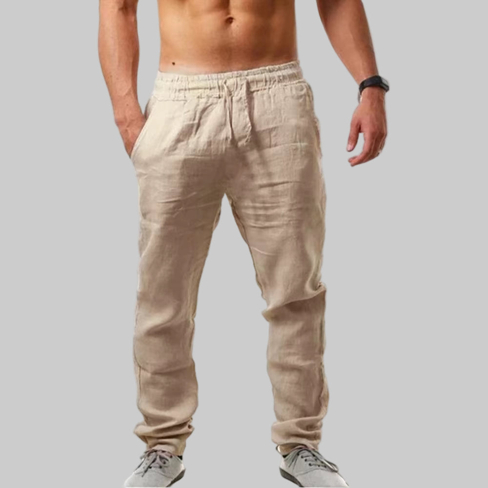 Men'S Lightweight Long Pants Summer Solid Color Breathable Loose Trousers Male Elastic Waist Casual Pants Harajuku Trousers