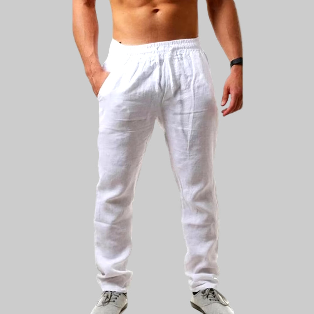 Men'S Lightweight Long Pants Summer Solid Color Breathable Loose Trousers Male Elastic Waist Casual Pants Harajuku Trousers