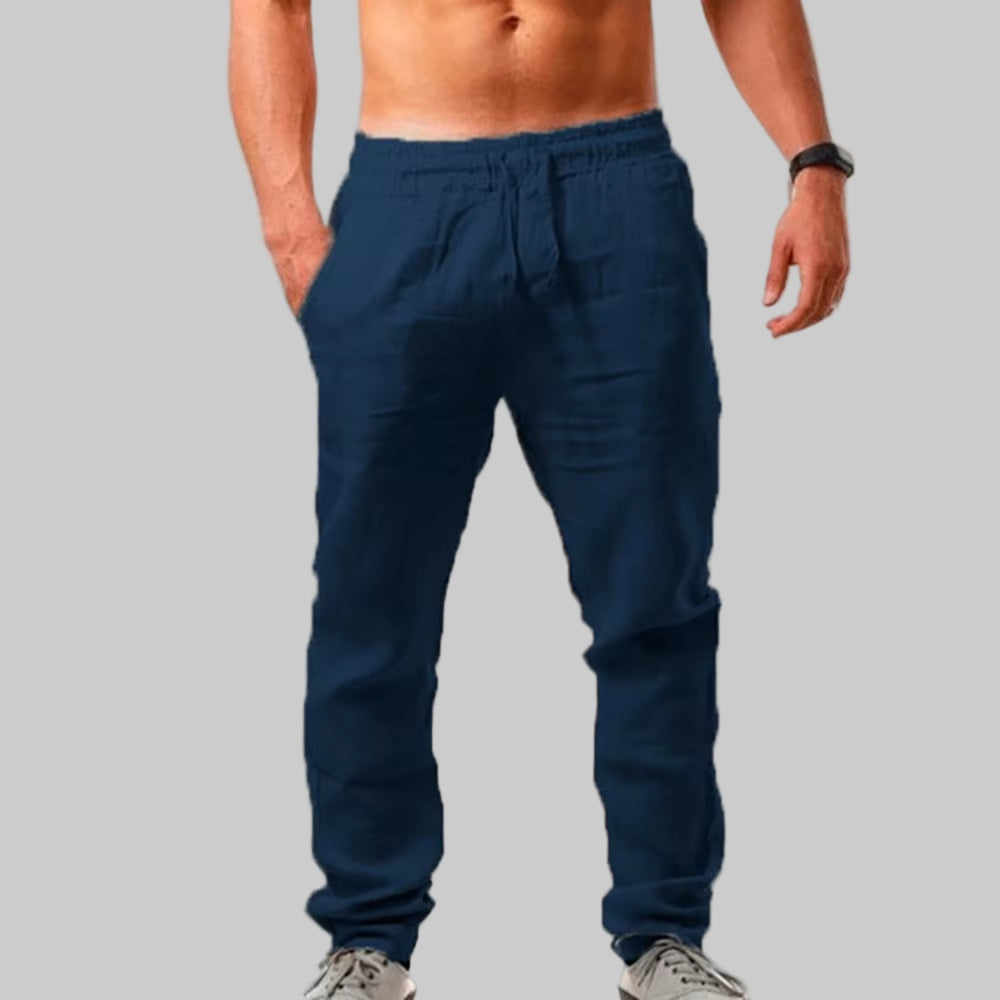 Men'S Lightweight Long Pants Summer Solid Color Breathable Loose Trousers Male Elastic Waist Casual Pants Harajuku Trousers